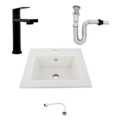 Kit Placa Lavamanos 41cm+griferia Agua Fria+push Flexible 11