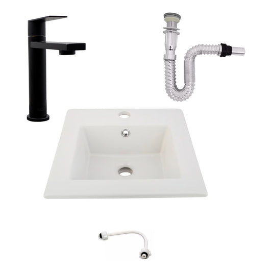 Kit Placa Lavamanos 41cm+griferia Agua Fria+push Flexible 11