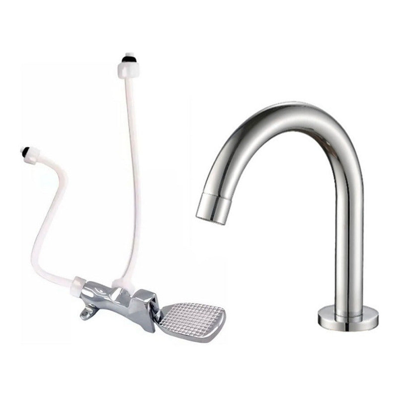 Kit Griferia Industrial Llave Pedal Con Cuello Y Acoples