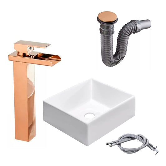 Kit Lavamanos Cuadrado+griferia Monocontrol Cascad+push Rosa