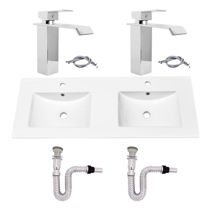 Kit Placa Doble Lavam.121*46.5cm+griferia Monoc+push Flex18
