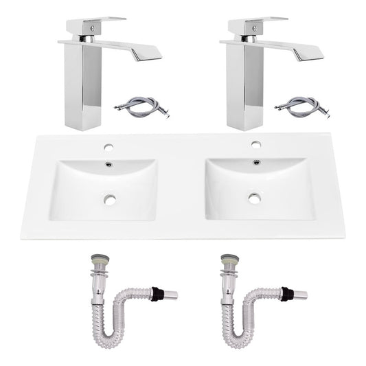Kit Placa Doble Lavam.121*46.5cm+griferia Monoc+push Flex18