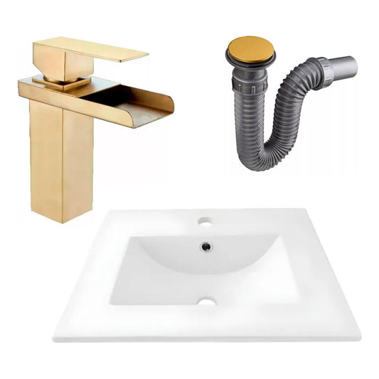 Combo Placa Lavamanos 51*46,5cm+grifo Monocontrol+push Oro5