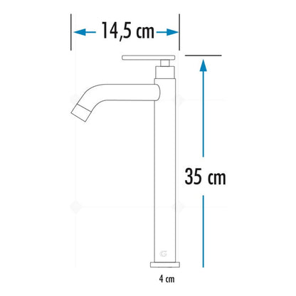 Llave Alta Lavamanos Acero, Agua Fria