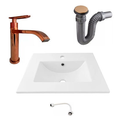 Combo Placa Lavamanos 51*40cm+griferia Agua Fria+push Rose1