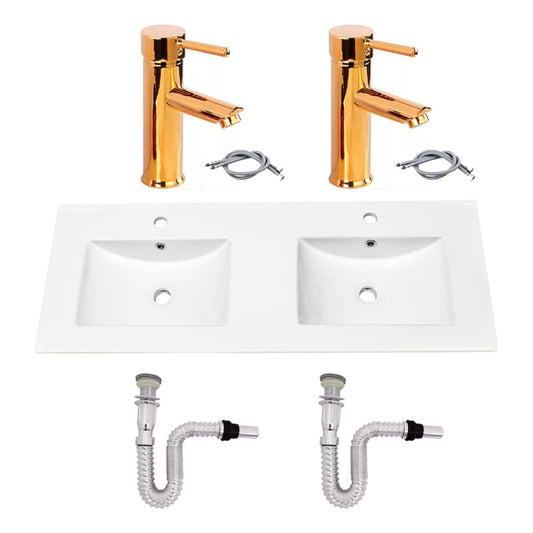 Kit Placa Doble Lavam.121*46.5cm+griferia Monoc+push Flex5