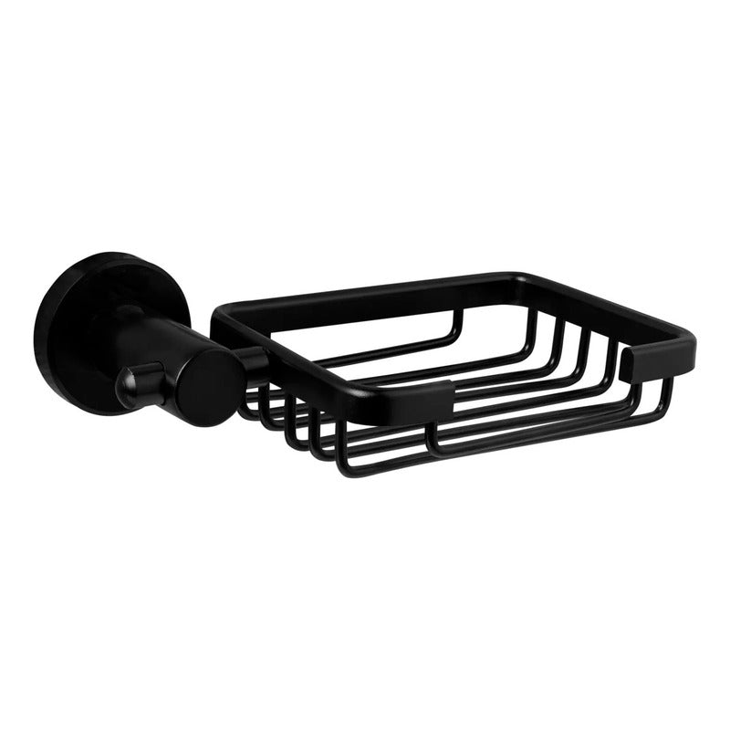 Jabonera En Aluminio Negra Base Redonda