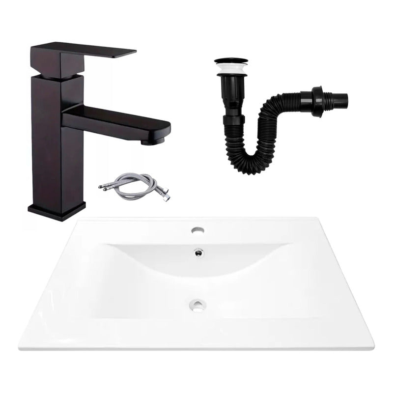 Combo Placa Lavamanos 71*46,5cm+grif.monocontrol+push Negro7