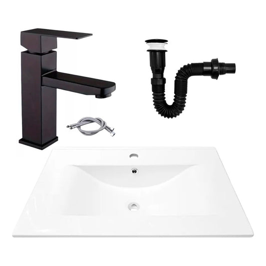 Combo Placa Lavamanos 71*46,5cm+grif.monocontrol+push Negro7
