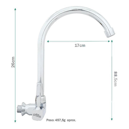 Grifería De Pared Agua Fría Cuello Ganso Koala