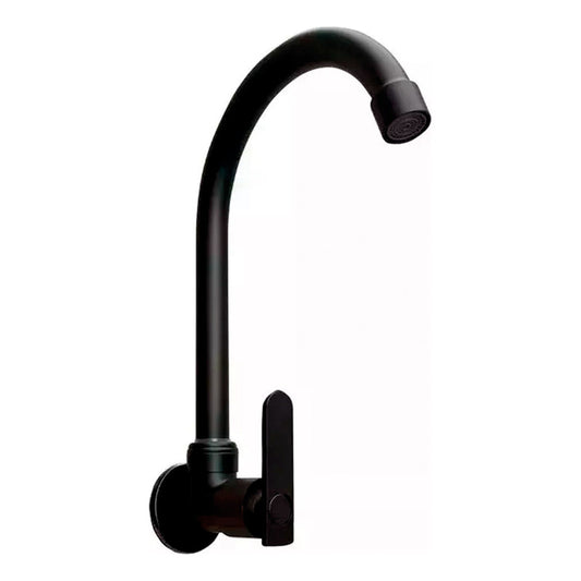 Grifería Lavaplatos De Pared Agua Fría Negro Flexo