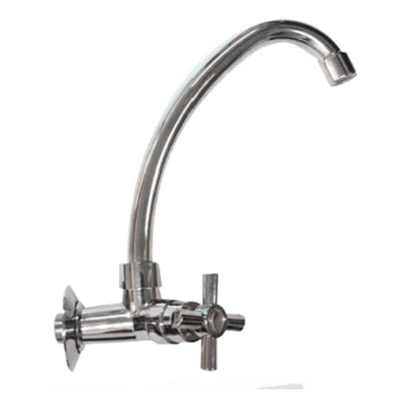 Griferia Llave Monocontrol Cuello Cisne De Pared Tipo Cruz