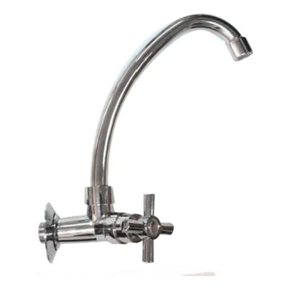 Griferia Llave Monocontrol Cuello Cisne De Pared Tipo Cruz