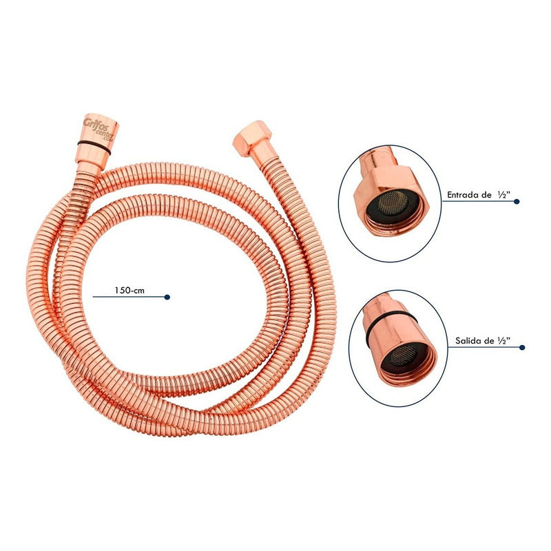 Manguera De Teleducha 150 Cm Oro Rosa