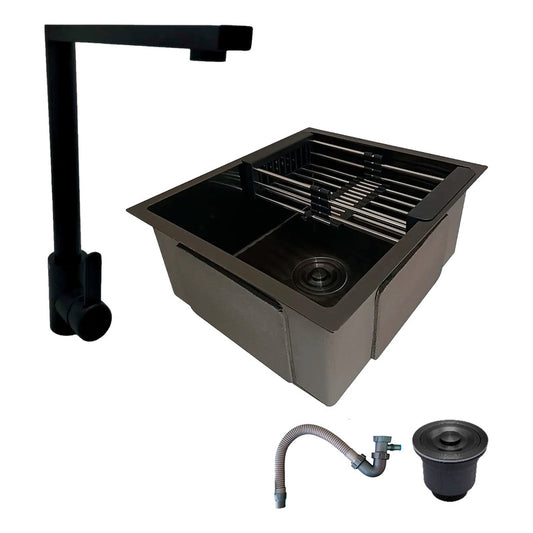 Combo Lavaplatos 51*45cm+griferia Lvp Negra L+ Accesorios