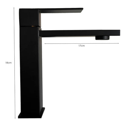 Griferia Para Lavamanos Cuadrada Negro Mate Baja