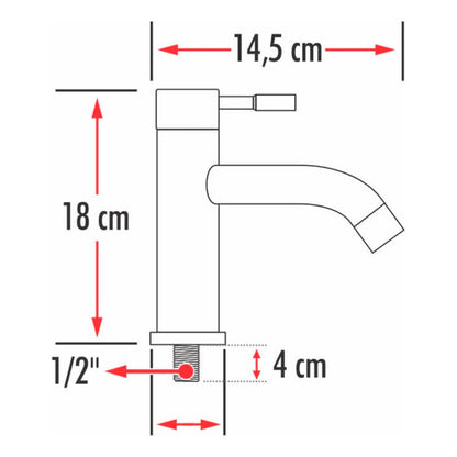 Grifería Agua Fría Baja Acero Inoxidable Curva