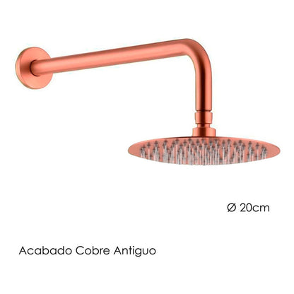 Kit Ducha Cobre Antiguo+registro Manija Ind. Vintage