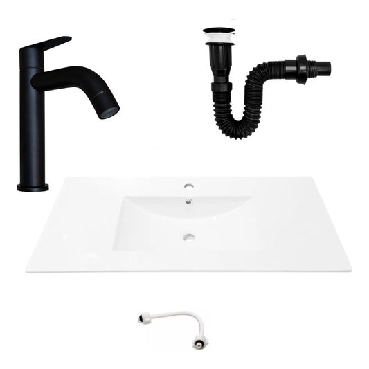 Combo Placa Lavamanos 101*46,5cm+grifo Agua Fria+push Negro2
