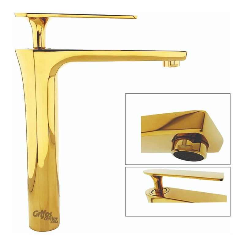Grifo Monocontrol Lavamanos Alto Oro