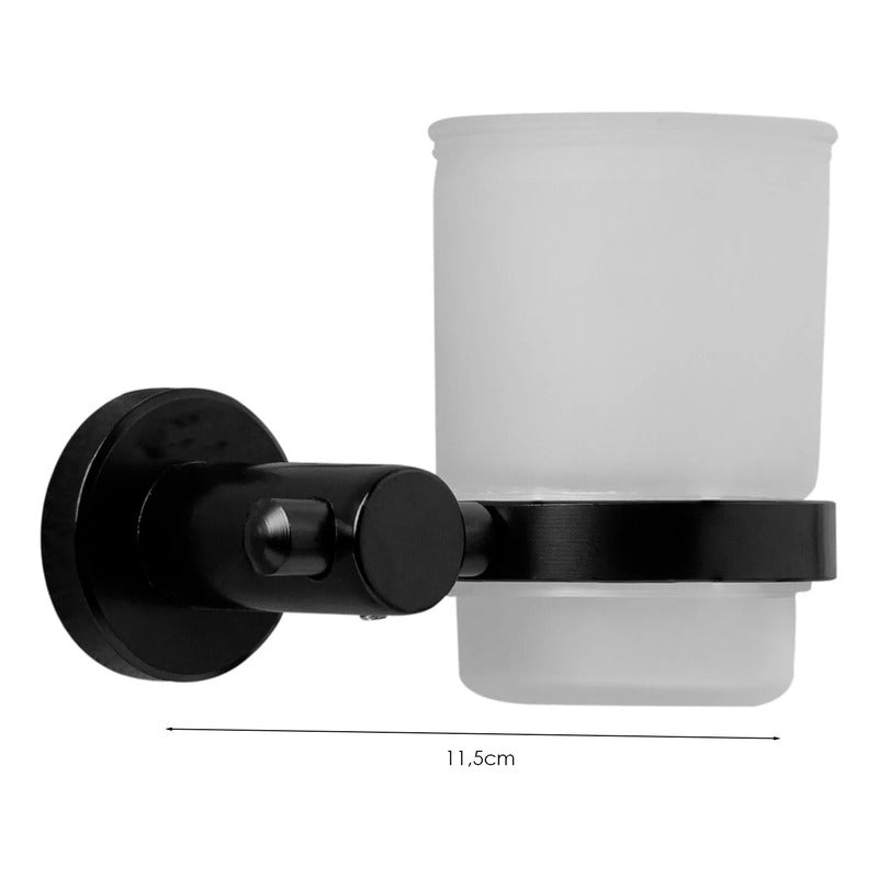 Porta Vaso Para Baño En Aluminio Negro Base Redonda
