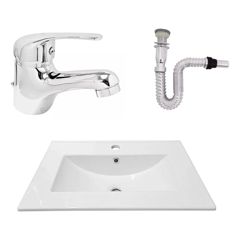 Kit Placa Lavamanos 61*40cm+griferia Monocontrol+push Flex20