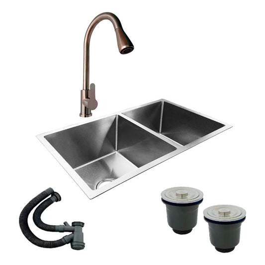 Combo Lavaplatos Doble 77*45cm+griferia Monocontrol Extraibl