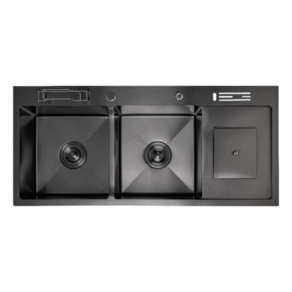 Lavaplatos Negro Doble Poceta 100x45cm +accesorios
