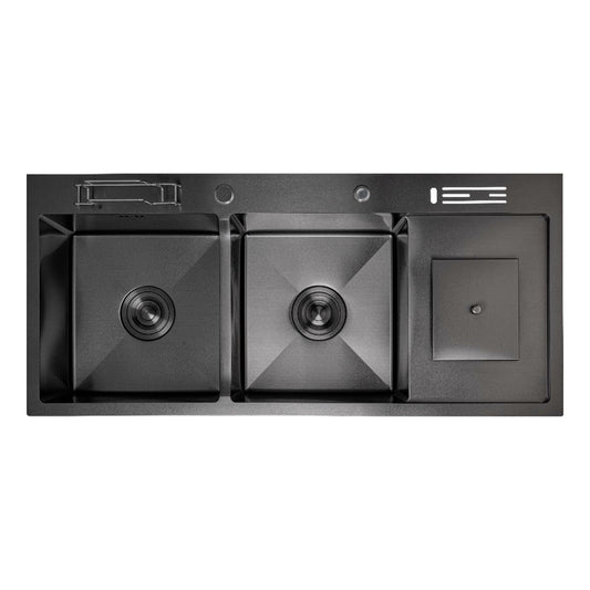 Lavaplatos Negro Doble Poceta 100x45cm +accesorios