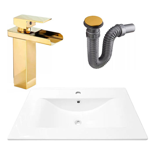 Combo Placa Lavamanos 71*46,5cm+grifo Monocontrol+push Oro6