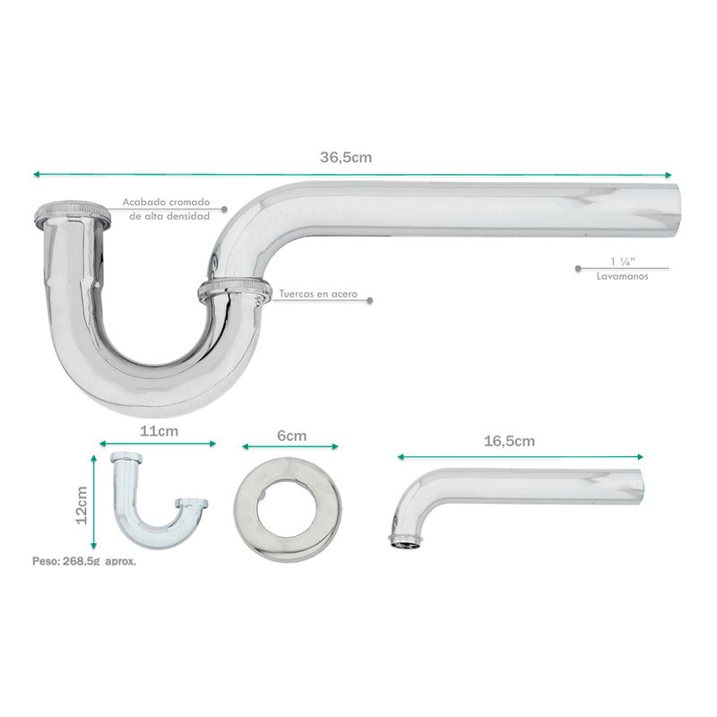 Combo Lavamanos Canoa+griferia Agua Fria+ Push Y Sifon Gf6