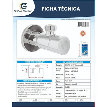 Registro En Bronce Cromado Salida De 1/2