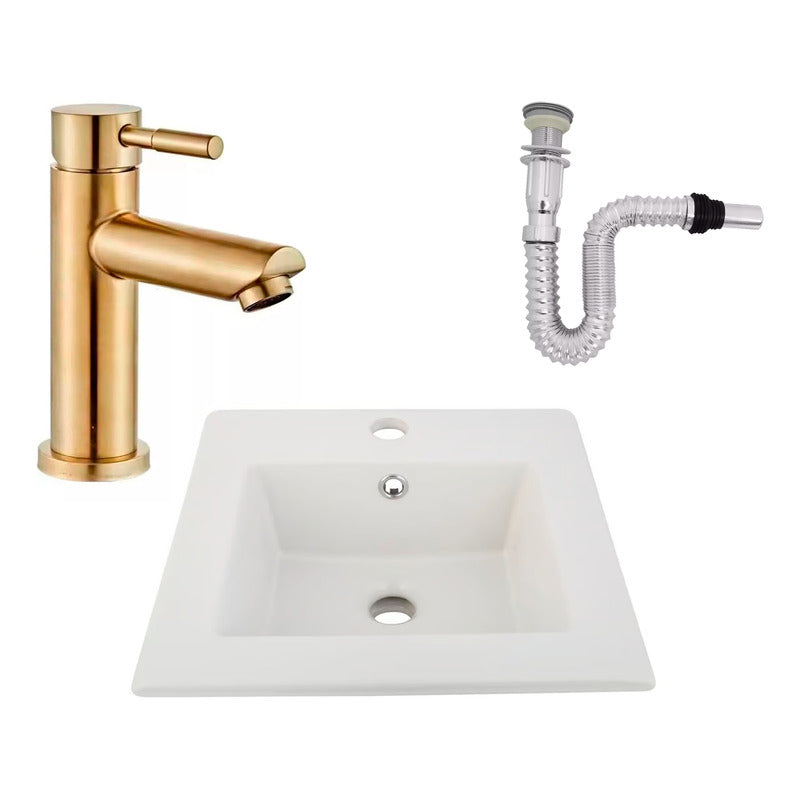 Kit Placa Lavamanos 41cm+griferia Monocontrol+push Flexible4