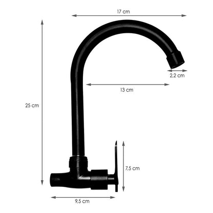 Grifería Lavaplatos De Pared Agua Fría Negro Flexo