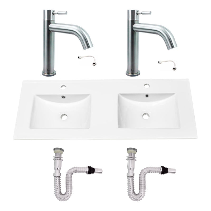 Kit Placa Doble Lavam.121*46.5cm+griferia Ag.fria+push Flex7