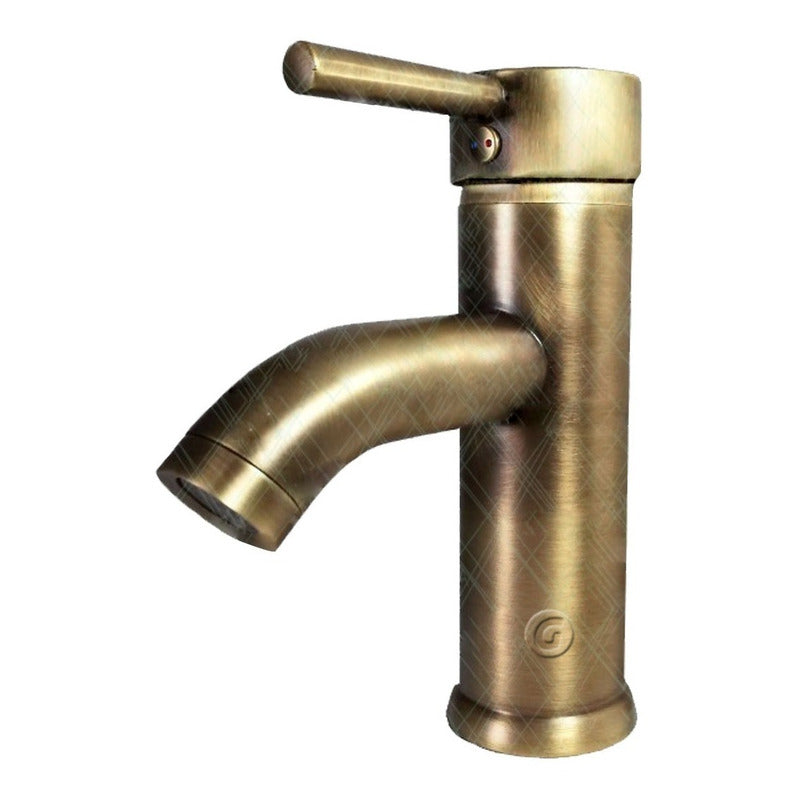 Griferia Tubular Baja Cuello Curvo Monocontrol Bronceantiguo
