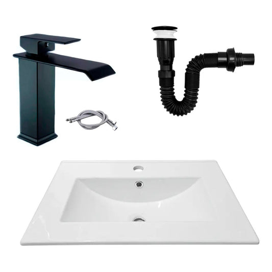Combo Placa Lavamanos 61*40cm+grif.monocontrol.+push Negro1