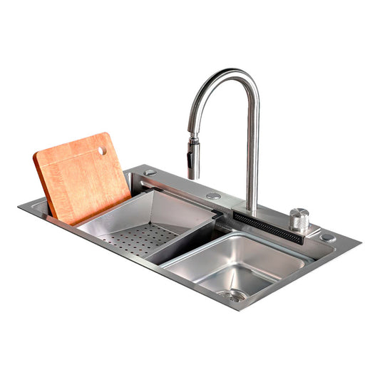 Lavaplatos Inteligente Plateado 75x46cm+griferia Lluvia