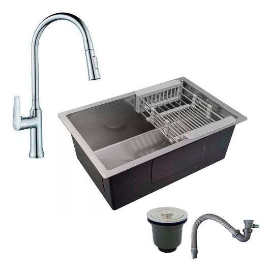 Combo Lavaplatos 70*45cm+grif.extraible Cromo+accesorios