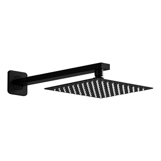 Ducha Regadera Acero Inox. Cuadrada 30cm Negra + Tubo Cuadra