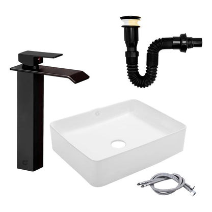 Kit Lavamanos Rect.+griferia Monocontrol Cascadap+push Negro