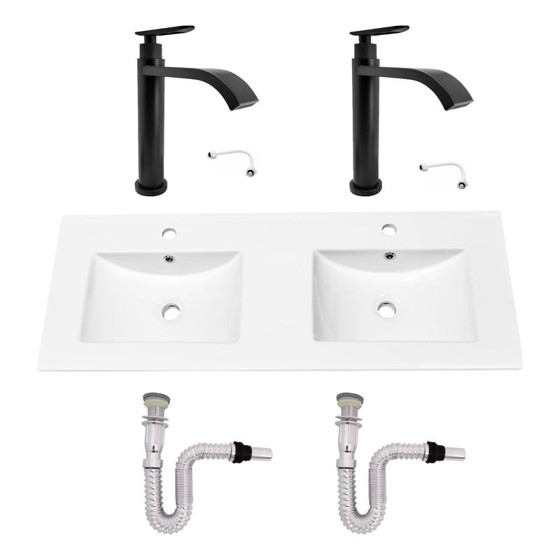 Kit Placa Doble Lavam.121*46.5cm+griferia Ag.fria+push Flex2