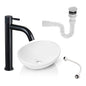 Kit Lavamanos Blanco+griferia Negro Mate+push Y Acople
