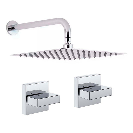 Kit Ducha Cuadrada 15cm+tubo+mezclador Ducha + Manijas Torre