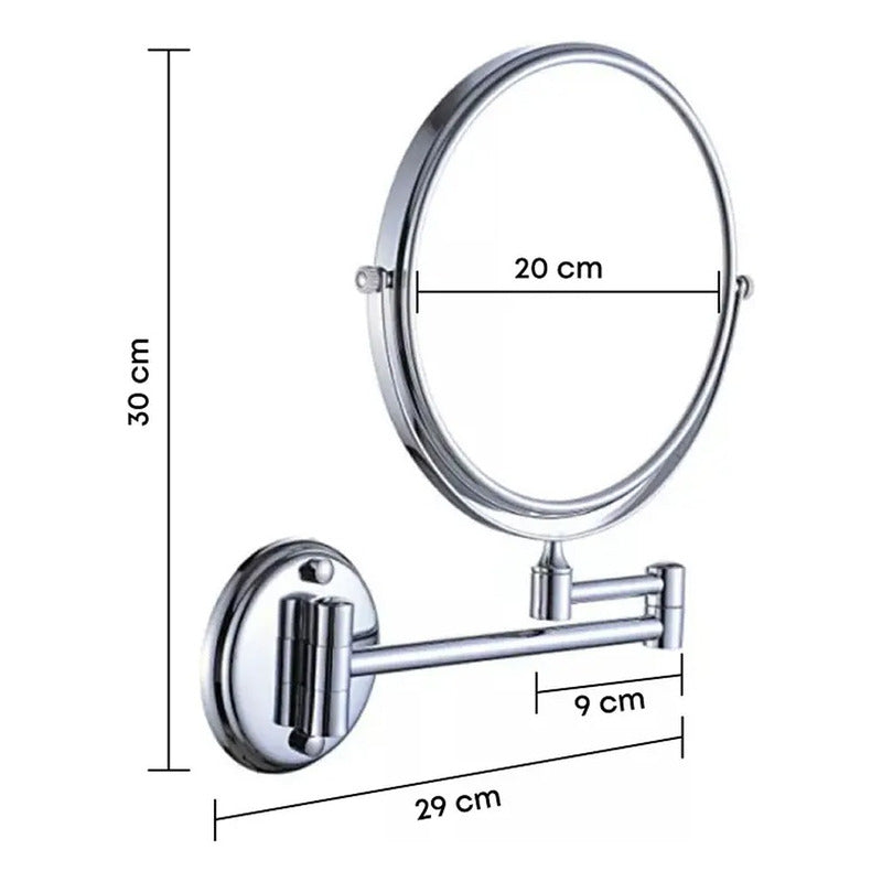Espejo Retráctil Circular Cromo Con Aumento